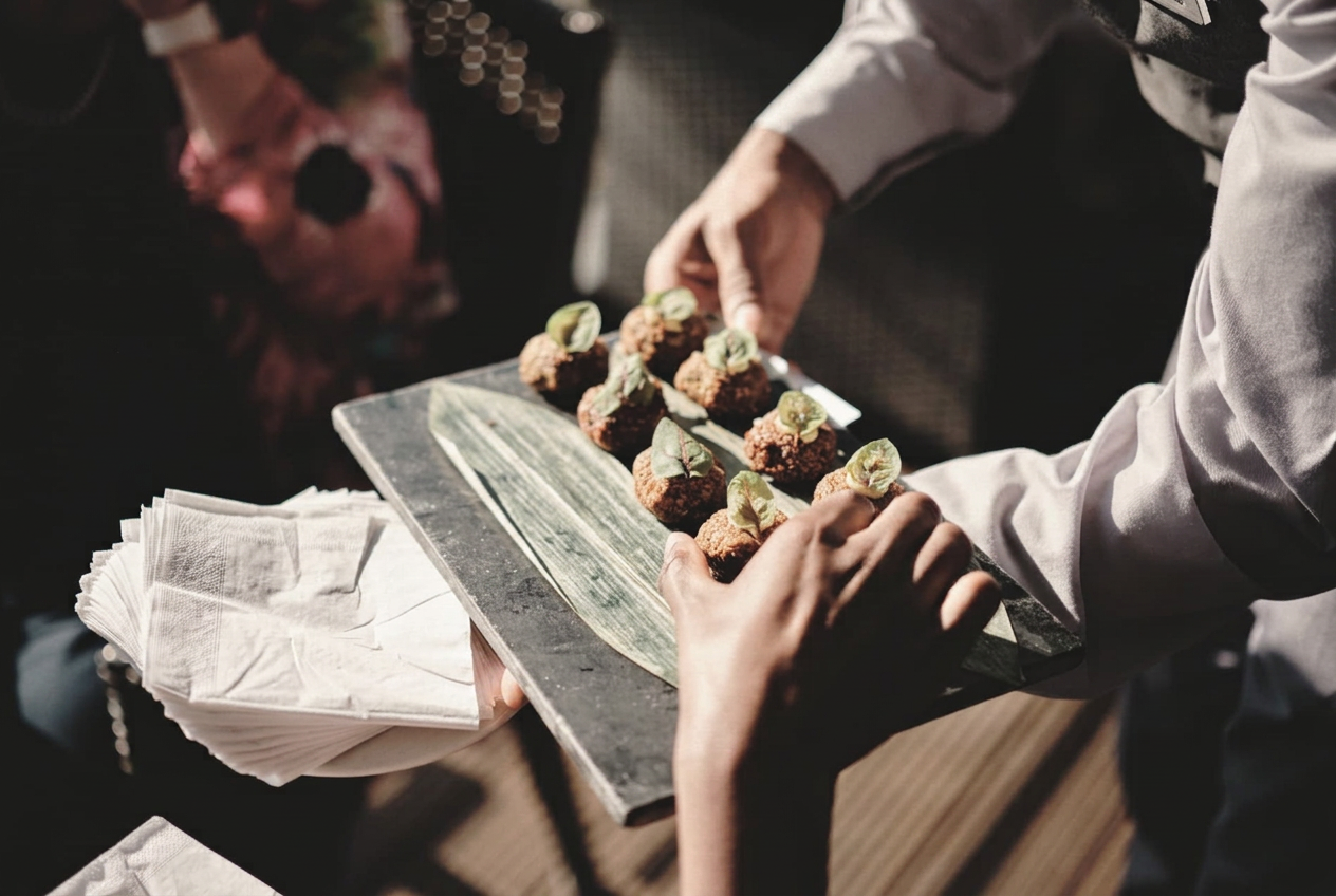 Canapés being served during the closing networking